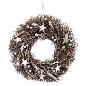 Festive Silver Berries & Stars Wreath image 0