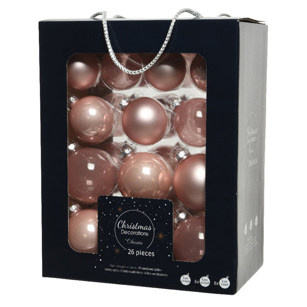 Decoris Glass Bauble Mix (Pack of 26) - Pink image