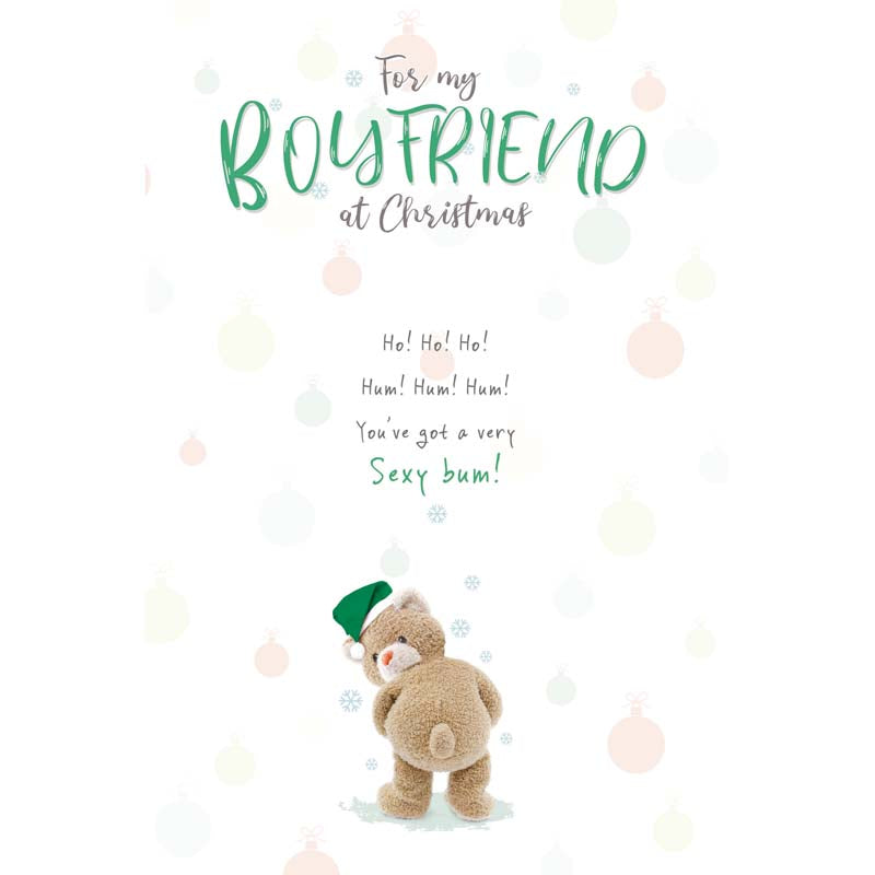 Emotional Rescue Teddy with Poem Boyfriend Christmas Card image 0