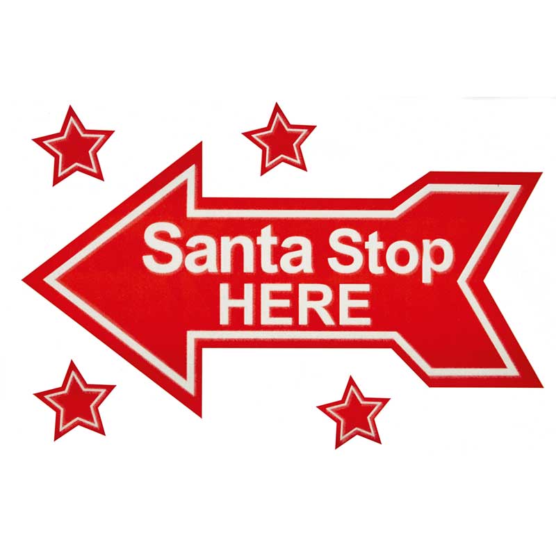 Premier Santa Stop Here Arrow Window Sticker image 0