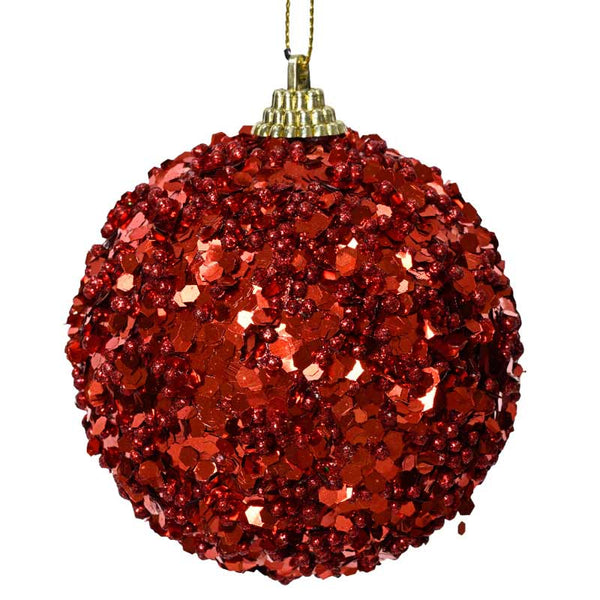 Decoris Foam Bauble with Glitter Balls & Spangles in Christmas Red image 0