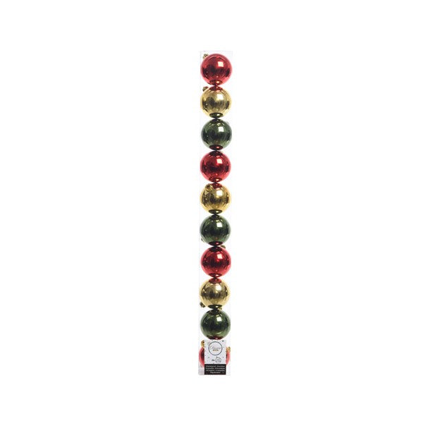 Decoris Shatterproof Baubles in Red, Green & Gold (Pack of 10) image 0