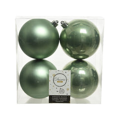 Decoris Shatterproof Baubles in Sage Green (Pack of 4) image 0