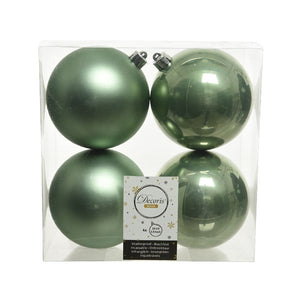 Decoris Shatterproof Baubles in Sage Green (Pack of 4) image 0