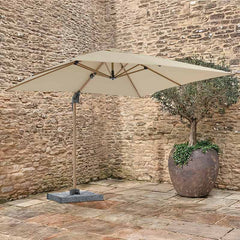 Bramblecrest Chichester 3m x 3m Square Cantilever Wood Effect Parasol in Sand with Granite Base &amp; Cover image 0