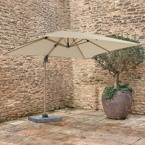 Bramblecrest Chichester 3m x 3m Square Cantilever Wood Effect Parasol in Sand with Granite Base &amp; Cover image 0