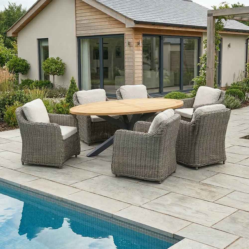 Orchard Life Morello 6 Seat Oval Dining Set - Grey Weave image 0
