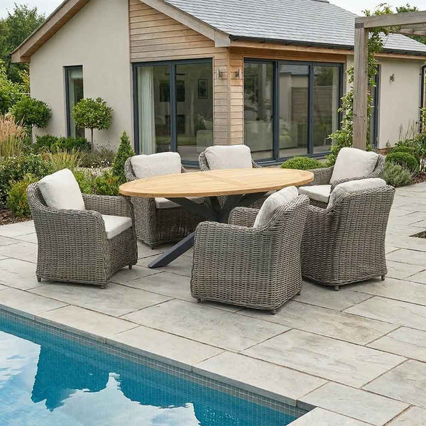 Orchard Life Morello 6 Seat Oval Dining Set - Grey Weave image 0