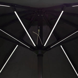 Sturdi 2.7m Aluminium Round Crank Parasol with LEDs, Grey image 2