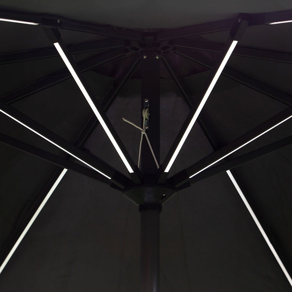Sturdi 2.7m Aluminium Round Crank Parasol with LEDs, Grey image 2