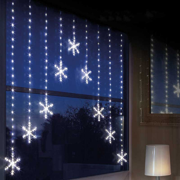 Premier LED Snowflake Curtain Lights - White image 0