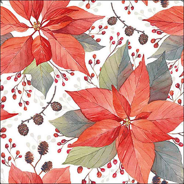 Ambiente Paper Napkins - Poinsettia & Berries (Pack of 20) image 0