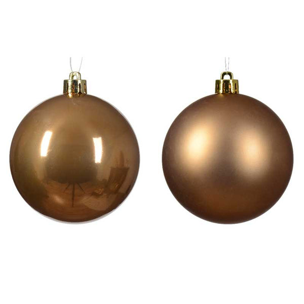Decoris Shatterproof Baubles in Ginger Brown (Pack of 16) image 1