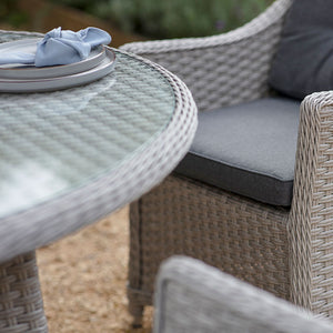 Bramblecrest Wentworth 4 Seat Garden Dining Set in Pewter Rattan with Round Table, 2.5m Crank Parasol & 15kg Base image 4