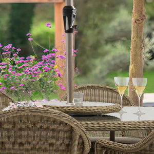 Bramblecrest RHS Rosemoor Rattan 8 Seat Elliptical Outdoor Dining Set with Lazy Susan, 3m Parasol &amp; Base image 3