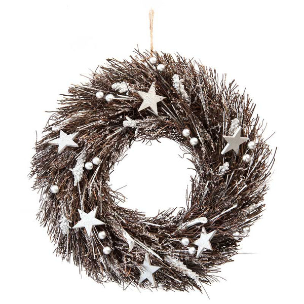 Festive Silver Berries & Stars Wreath - 36cm image