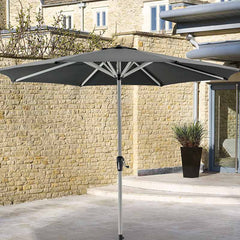 Bramblecrest 3m Round Brushed Aluminium Crank Handle Parasol, Grey image 0