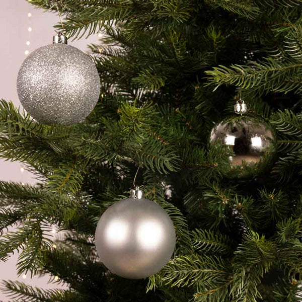 Decoris Shatterproof Baubles in Silver (Pack of 34) image 3