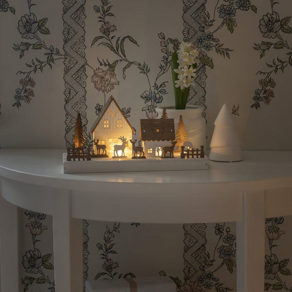 Konstsmide LED Wooden Silhouette - Houses and Reindeer image 0