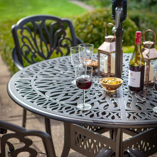 Hartman Amalfi 4 Seat Round Garden Dining Set in Bronze with 2.5m Parasol &amp; 15kg Base image 3