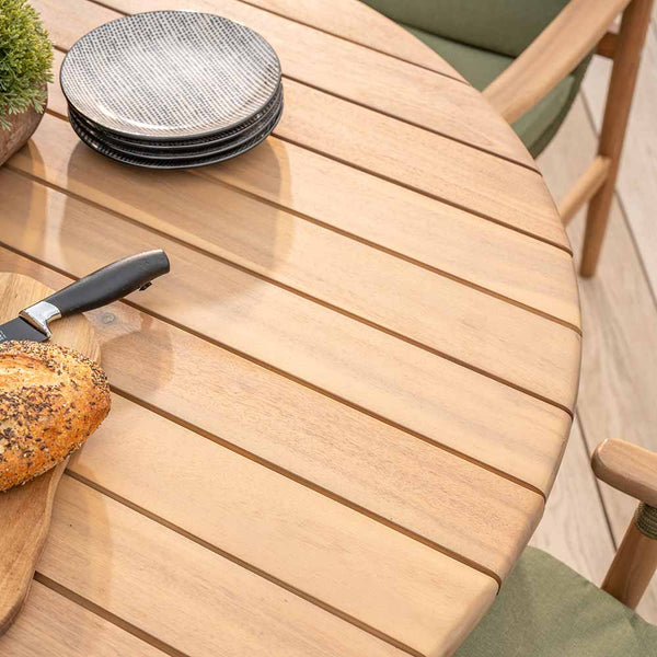 Kettler Meadow 4-Seat Wood & Rope Dining Set with 120cm Round Table, 3m Parasol & Base image 3