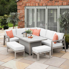 Supremo Melbury Rectangular L-Shaped Corner Modular Outdoor Sofa Set in Taupe image 0