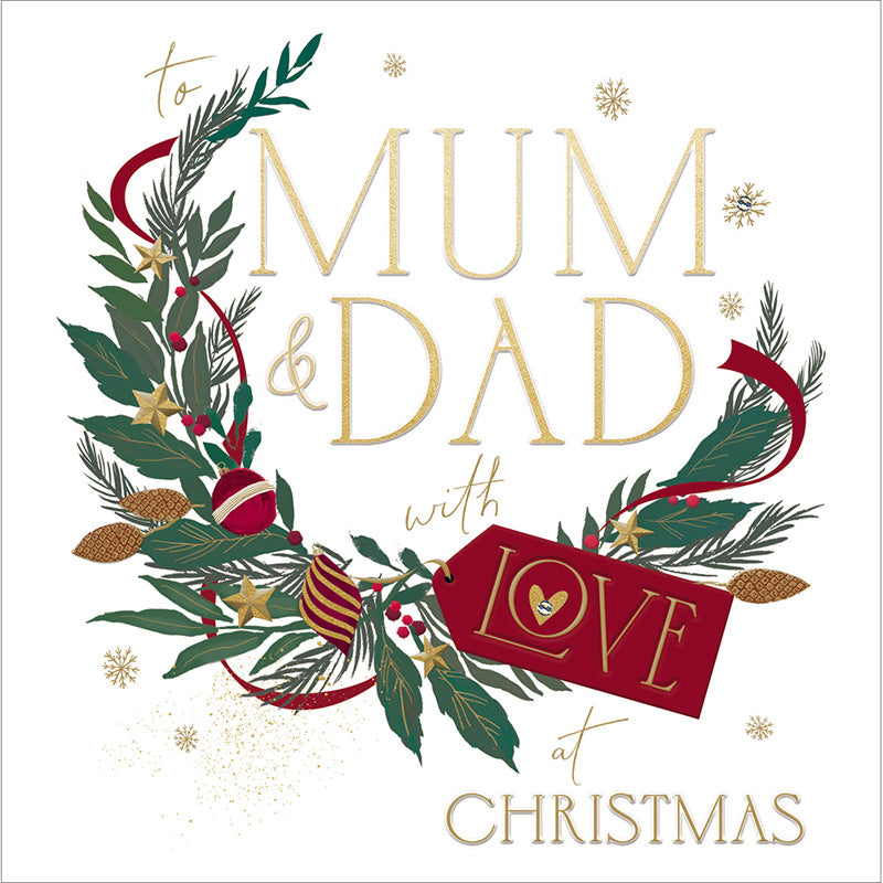 Woodmansterne Festive Wreath Mum & Dad Christmas Card image 0