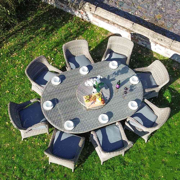 Supremo Verona 8 Seat Dining Set with Elliptical Table, Lazy Susan, 3.5m Parasol & Base image 5