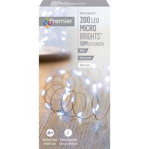Premier 200 Multi-Action Battery Operated LED MICROBRIGHTS with Timer - White image 1