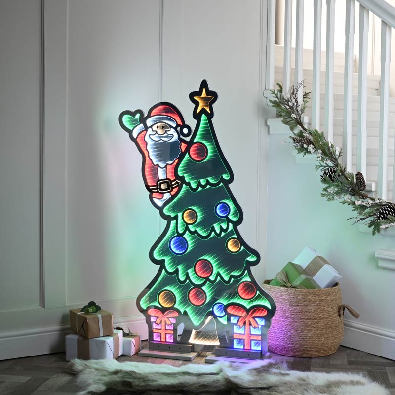 Festive Infinity Lit Santa Waving on Tree image 0