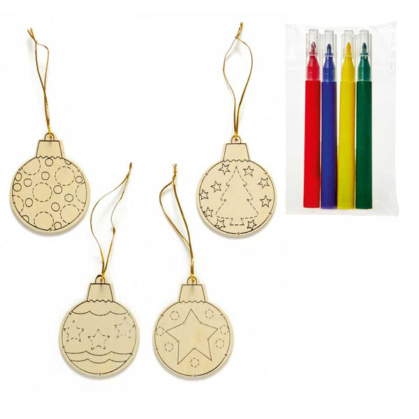 Premier Colour Your Own Baubles (Set of 4) image 0