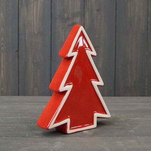 Satchville Red Ceramic Tree with White Edging - Large image