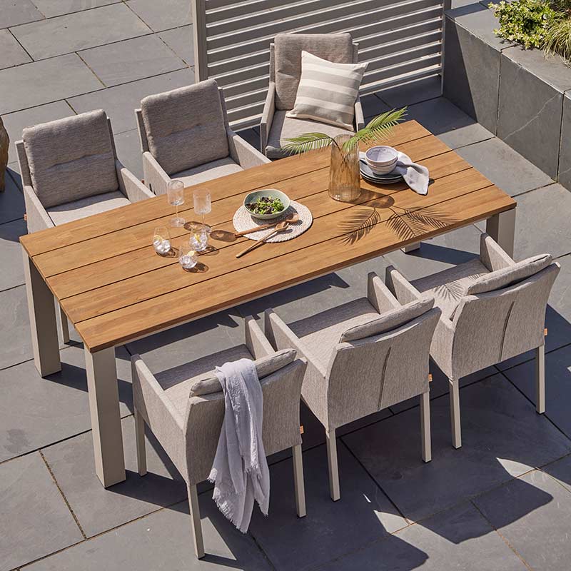 LIFE Mixx Rectangular Garden Dining Set with 6 Caribbean Soltex Beige Chairs image 0