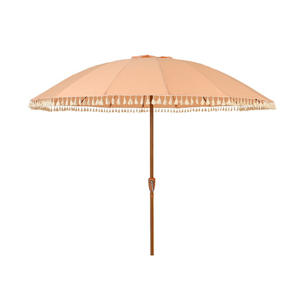 Round 2.5m Shanghai Garden Umbrella Parasol with Tassels - Peach image 0