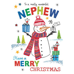 Paperrose Jolly Snowman Nephew Christmas Card image 0