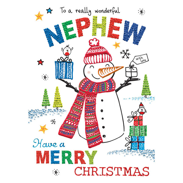 Paperrose Jolly Snowman Nephew Christmas Card image 0