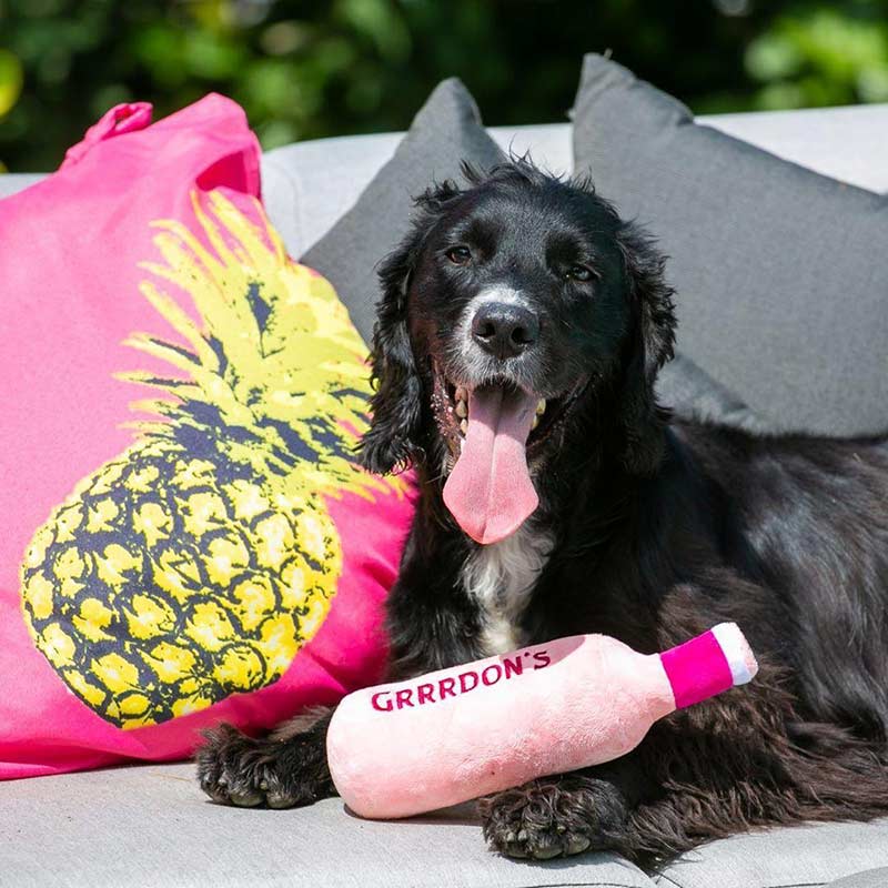 CatwalkDog Grrrdon’s Pink Gin Bottle Plush Dog Toy image 0