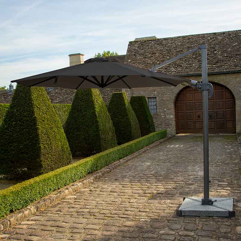Bramblecrest Chichester 3m Round Cantilever Parasol in Grey with Granite Base &amp; Cover image 0
