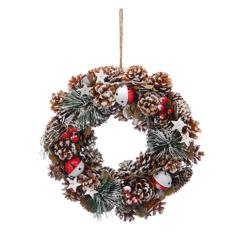 Festive Snowy Cones & Bells Wreath image 0