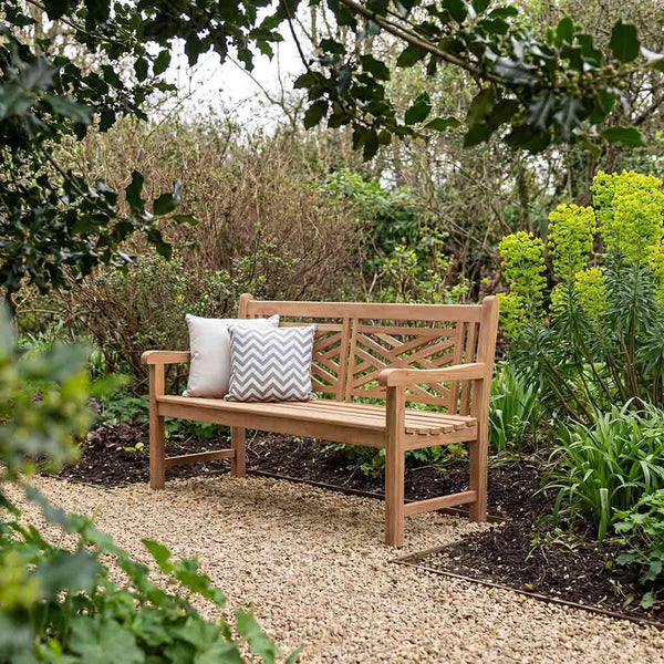 Bramblecrest Cross-Back Teak Garden Bench - Seats 2-3 image 1