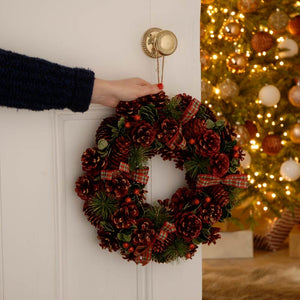 Festive Red Pinecone Wreath image 3