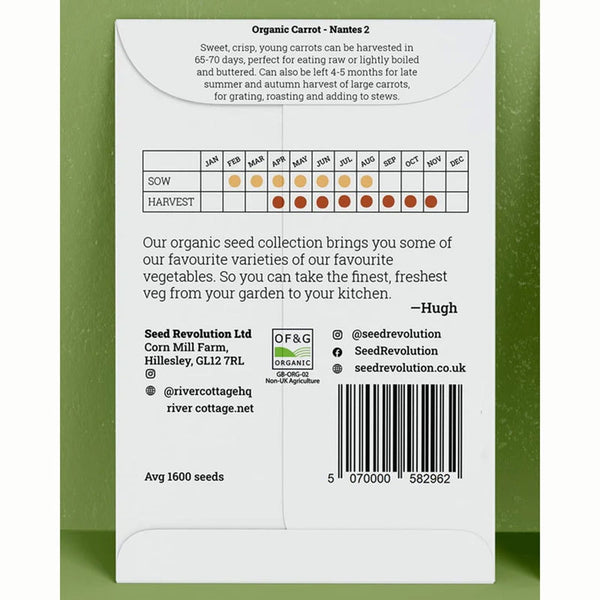 River Cottage Organic Seeds – Carrot ‘Nantes 2’ (1 Packet) image 1