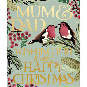 Woodmansterne Robins Mum & Dad Christmas Card image 0