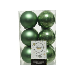 Decoris Shatterproof Baubles in Sage Green (Pack of 12) image 0
