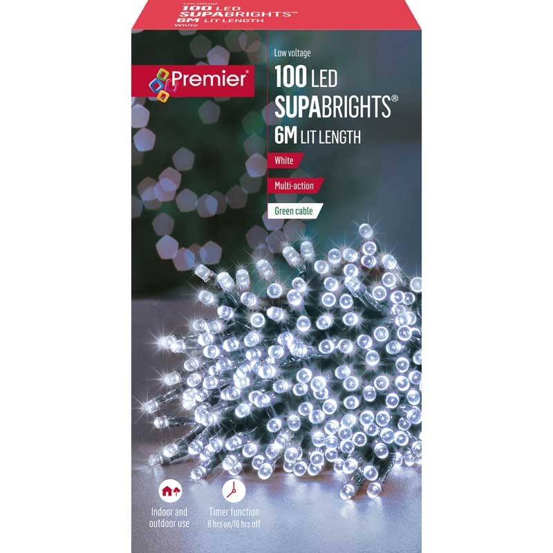 Premier 100 Multi-Action LED SUPABRIGHTS with Timer - White image 0