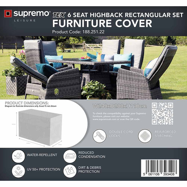 Supremo TEX 6 Seat High-Back Rectangular Dining Set Furniture Cover image 1