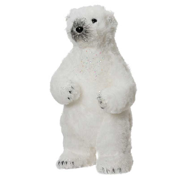 Decoris White Standing Bear with Glitter - 29cm image