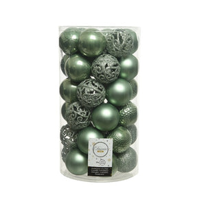 Decoris Shatterproof Baubles in Sage Green (Pack of 37) image 0