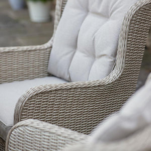 Bramblecrest Chedworth 6 Seat Garden Dining Set in Sandstone with Round Table, Lazy Susan, Parasol &amp; Base image 3