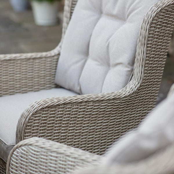 Bramblecrest Chedworth 6 Seat Garden Dining Set in Sandstone with Round Table, Lazy Susan, Parasol &amp; Base image 3